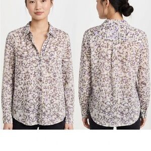 XiRENA Purple and White Floral Button Down Shirt